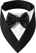 ADOGGYGO Dog Tuxedo Bandana, Wedding Birthday Dog Bow Tie, Black, Large