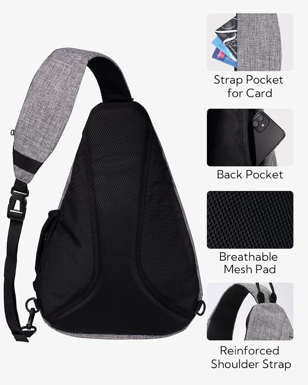 WATERFLY Large Sling Bag Crossbody Backpack Chest Pack for Men Women