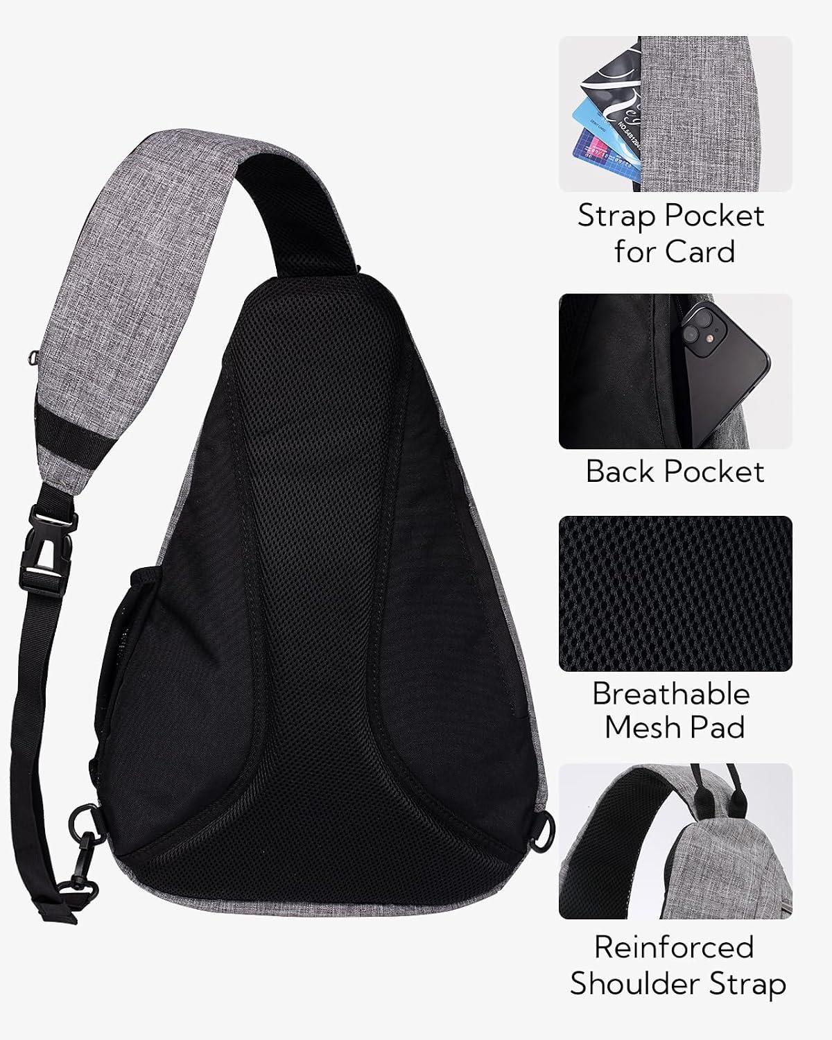 WATERFLY Large Sling Bag Crossbody Backpack Chest Pack for Men Women