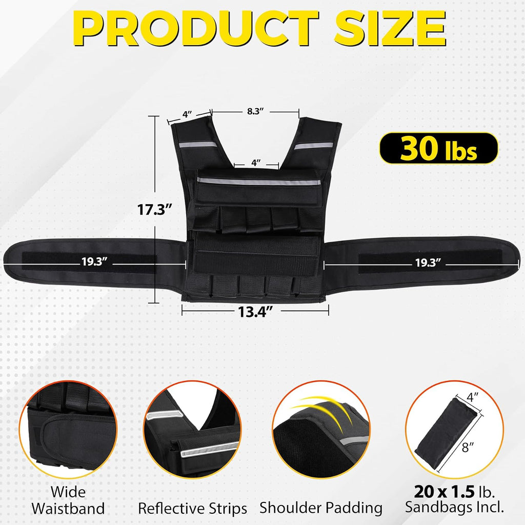 ZENY Adjustable Weighted Vest for Men Women, 30lb/40lb/60lb Fitness Vest