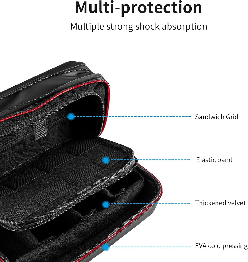 TELESIN Large Carry Case Carrying Travel Bag for GoPro Max Hero 13 12 11 10 9 8 7 6 5 DJI Action 3 4 5 Osmo Pocket 3 Insta360 X3 X4 X5 Go3 Ace Pro AKASO Battery Charger Strap Mount Accessories