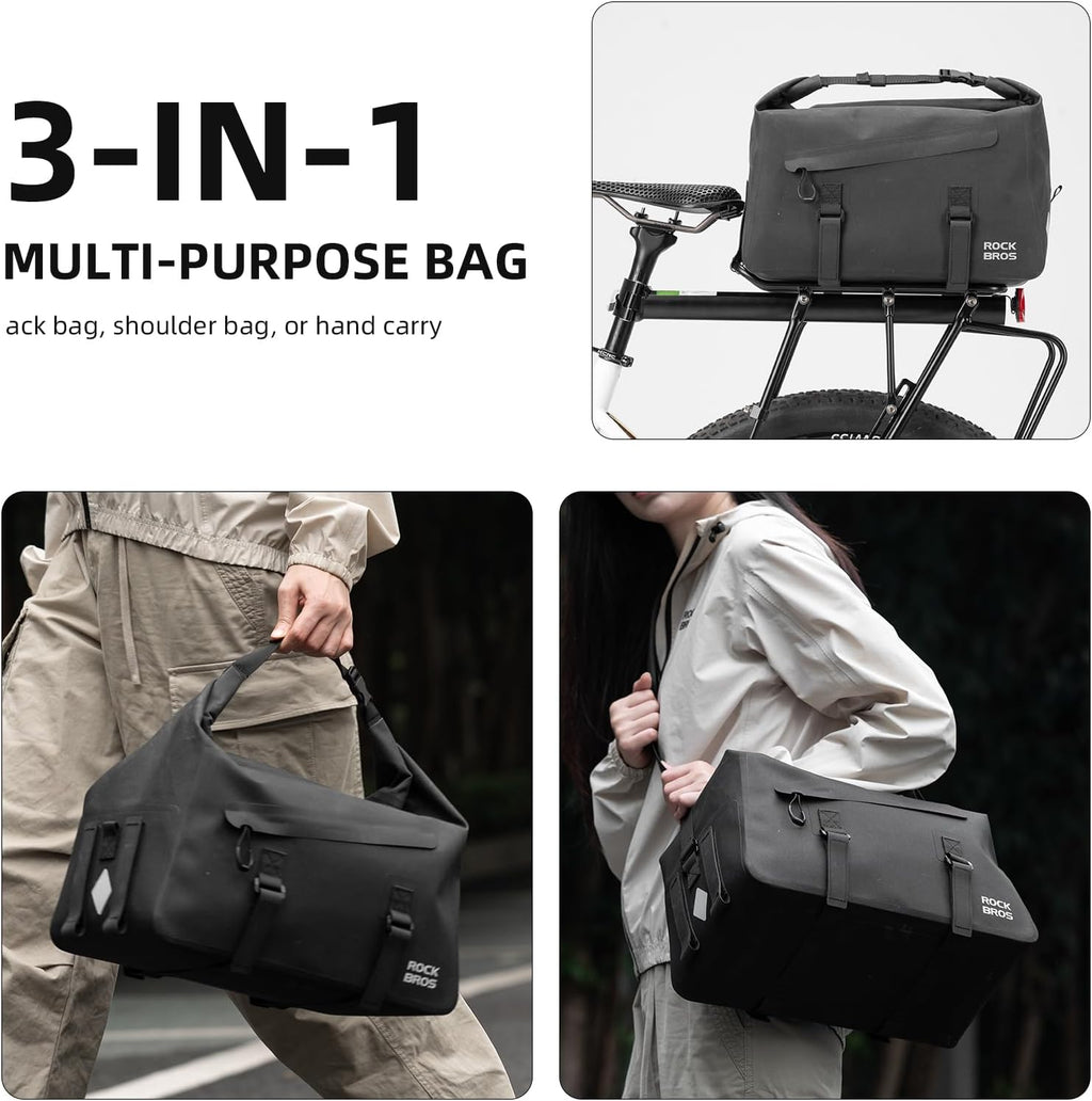 ROCKBROS Waterproof Bike Bags 16L Rear Rack Trunk Bag with Shoulder Strap