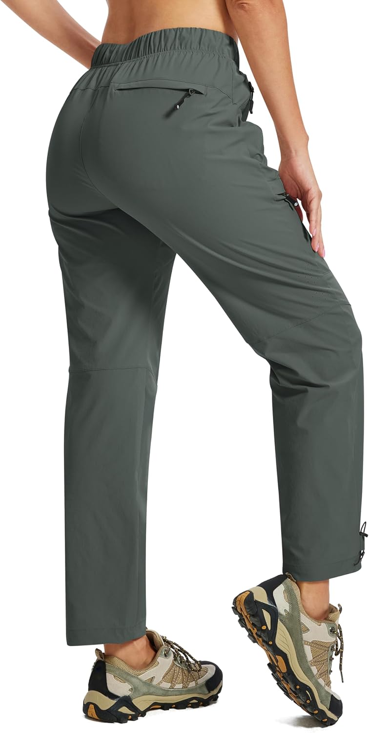 MoFiz Womens Hiking Cargo Pants Waterproof Lightweight with Zipper Pockets