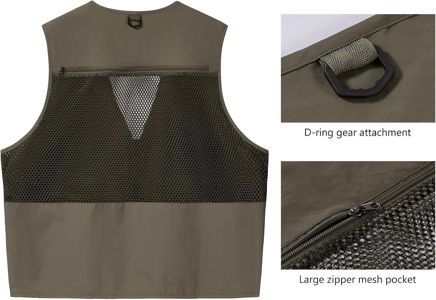 BASSDASH Men's Women's Utility Fishing Cargo Vest Outdoor Safari Photography Work Vest with Multi Pockets Mesh Back FV14