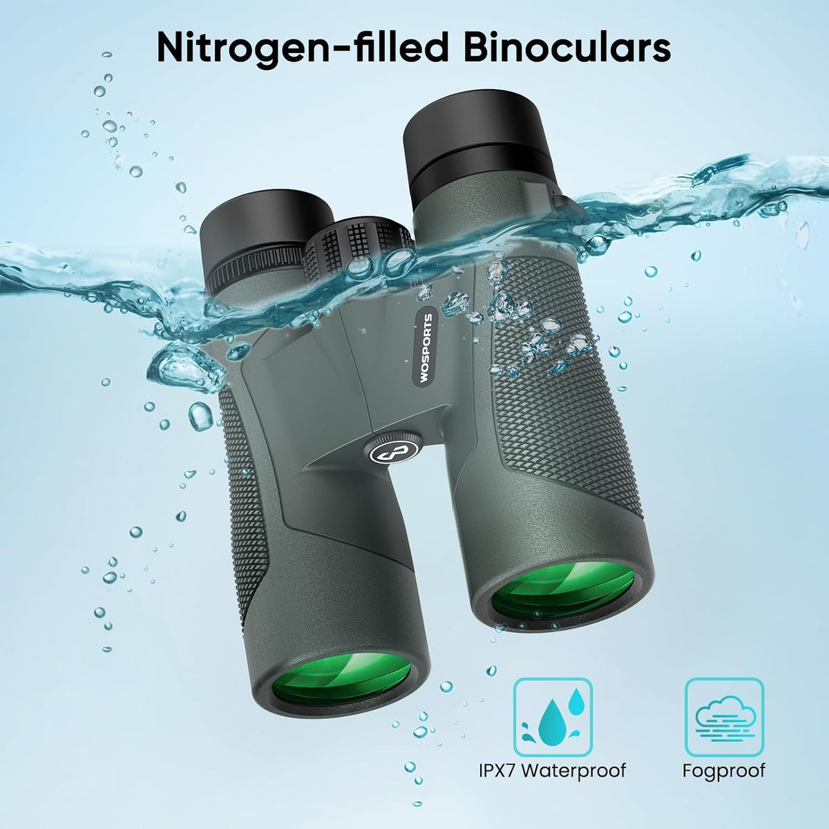 WOSPORTS 10x42 Binoculars for Adults, IP67 Waterproof Binoculars