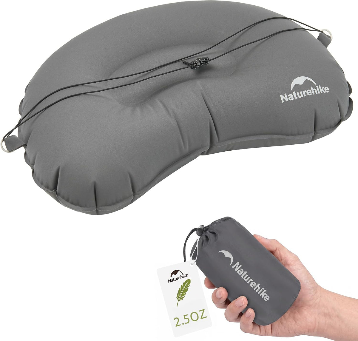 Naturehike Ultralight Inflatable Camping Travel Pillow, 2.5oz Portable Travel Air Pillow with Adjustable Valve & Fixing Buckle, TPU Blow Up Pillow for Camp Backpacking Hiking Car Airplane Trip, White
