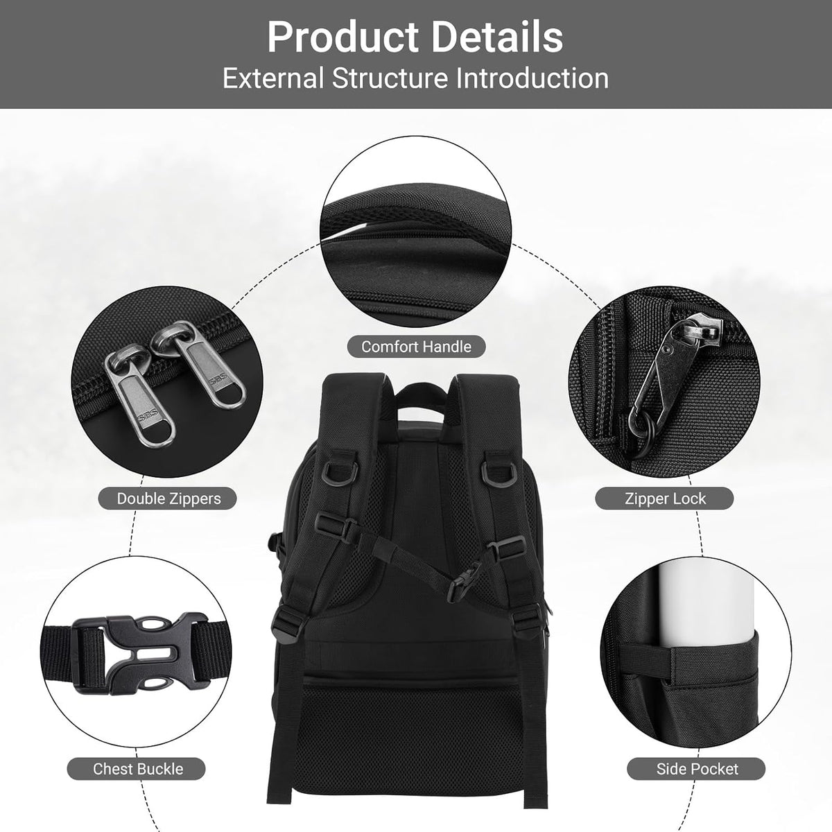 MOSISO Camera Backpack,Photography Camera Bag with Lens Pouch,Black