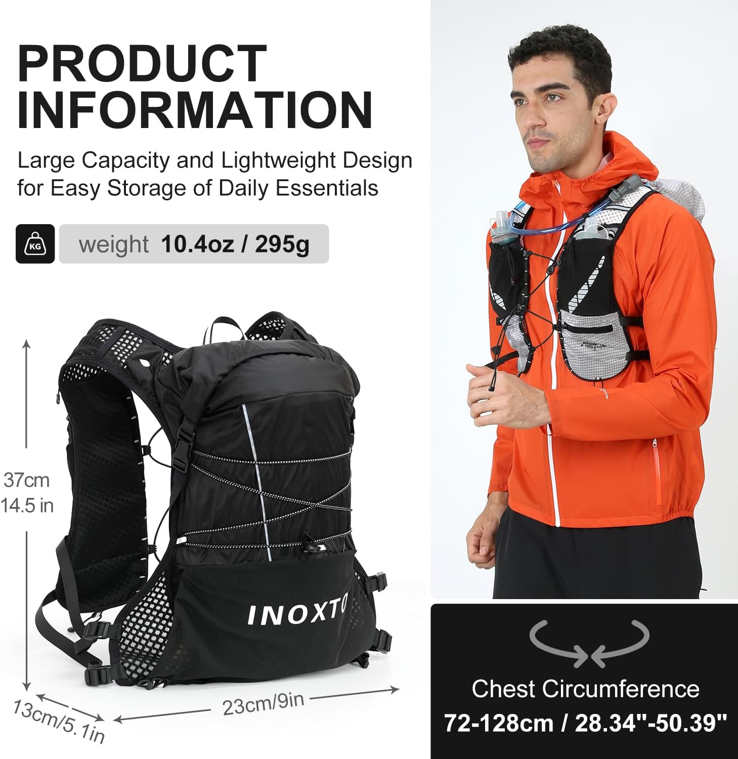 IX INOXTO Running Vest Hydration Backpack, Lightweight Running Backpack