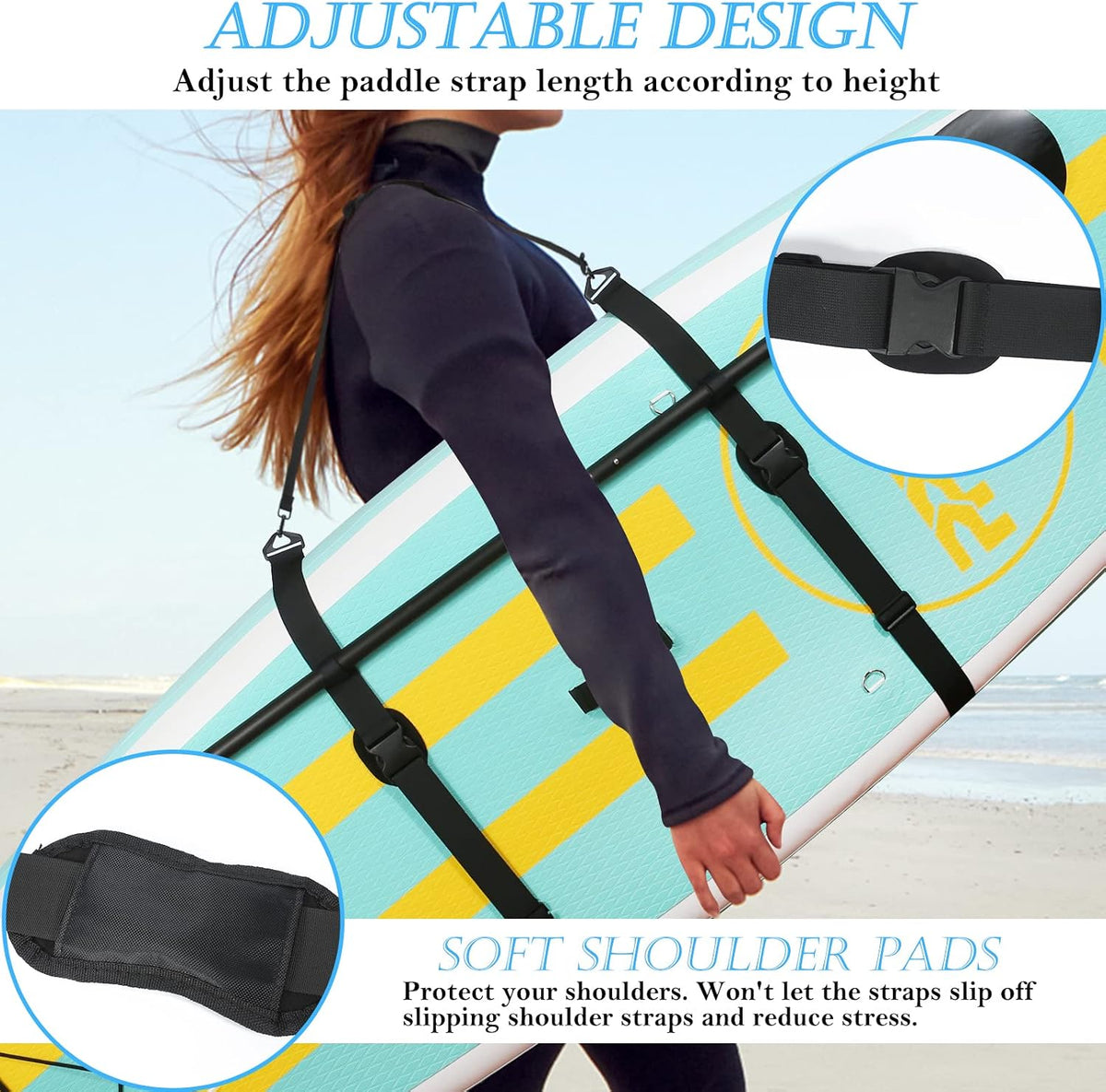 Paddle Board Carry Strap, SUP Kayak Shoulder Straps Paddle Board Accessories for Women and Men