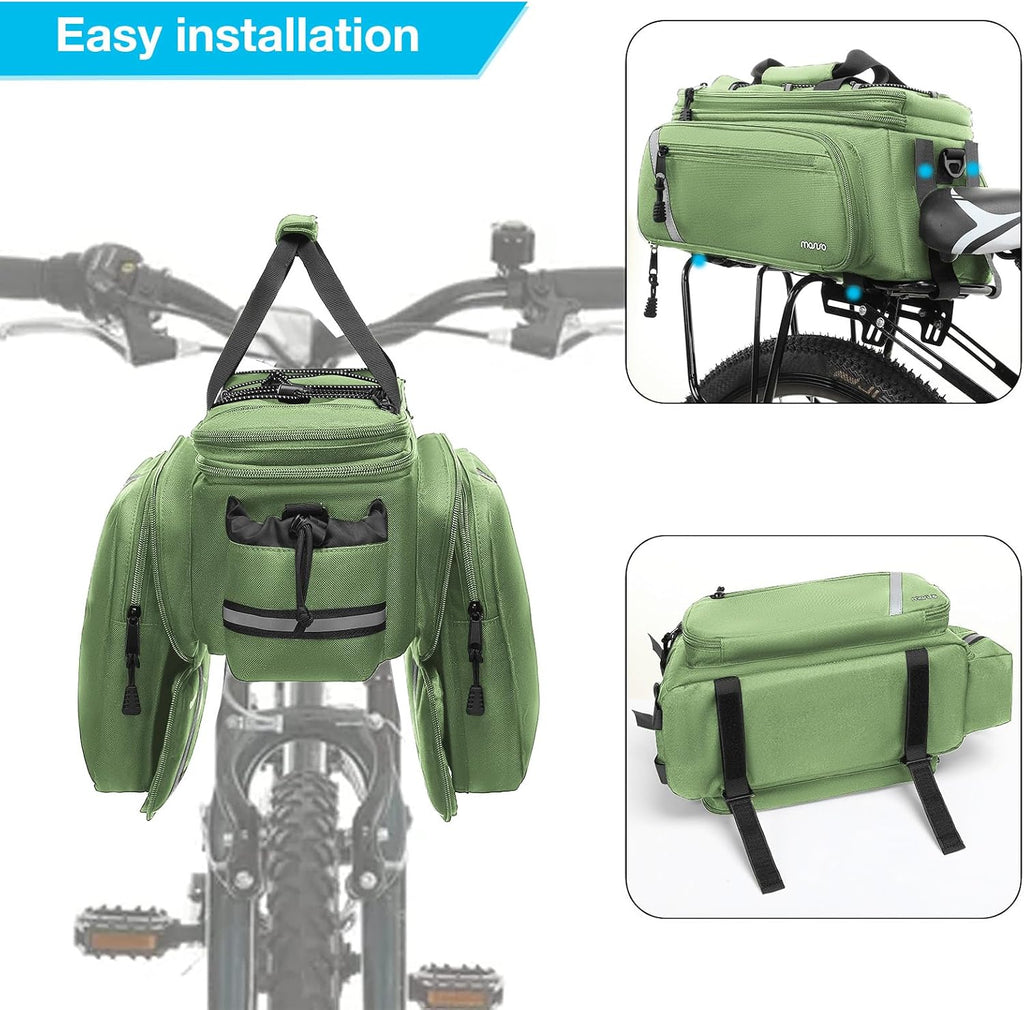 MOSISO Bike Rack Bag with Rain Cover, Bike Trunk Cooler Handag,Wllow Green
