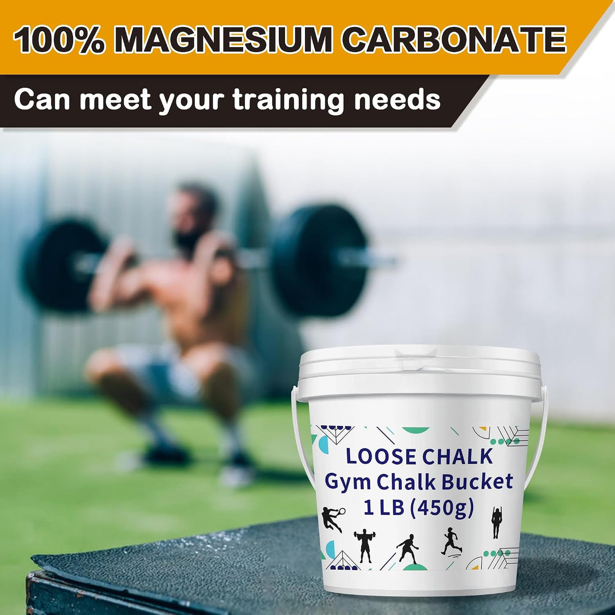 1 LB Loose Gym Chalk Bucket with Empty Chalk Bag & Spoon