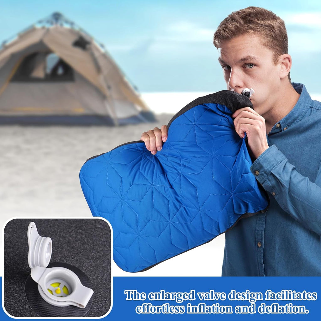 UWILLION Camping Pillow with Removable Cover Large Size 24" x 15" - Ultralight Inflatable Pillow for Camping Lightweight, Ergonomic and Washable for Camping, Hiking, and Travel Blue