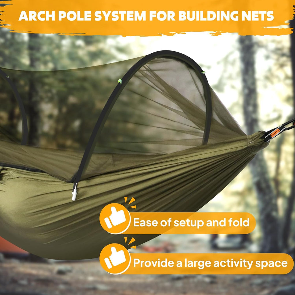 Chihee Ultra-Light Travel Camping Hammock Pop-up Net Hammock 660lbs Load Capacity,Breathable,Quick-Drying Parachute Nylon 2 Premium Carabiners,2 Tree Slings Included for Outdoor Backpacking Hiking