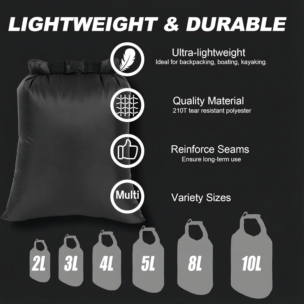 Dry Bags Waterproof Set, 5 Packs Ultralight Waterproof Bags Small Stuff Sack Water Proof Bag Dry Packs, Outdoor Dry Bag Keep Gear Dry for Backpacking Hiking Boating Camping Travel