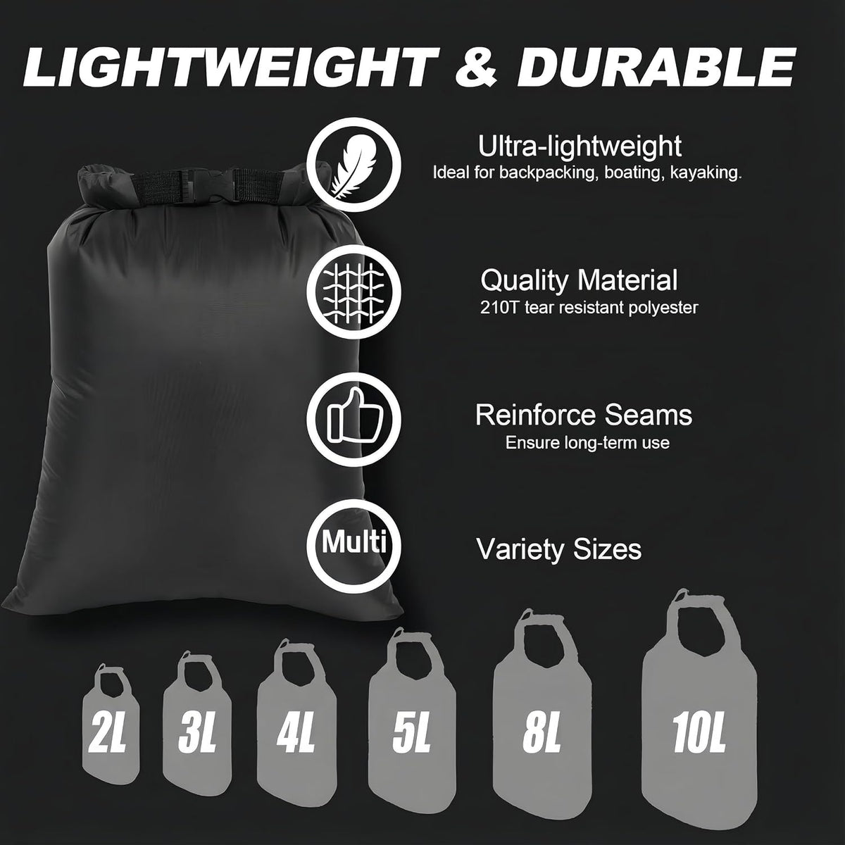 Dry Bags Waterproof Set, 5 Packs Ultralight Waterproof Bags Small Stuff Sack Water Proof Bag Dry Packs, Outdoor Dry Bag Keep Gear Dry for Backpacking Hiking Boating Camping Travel