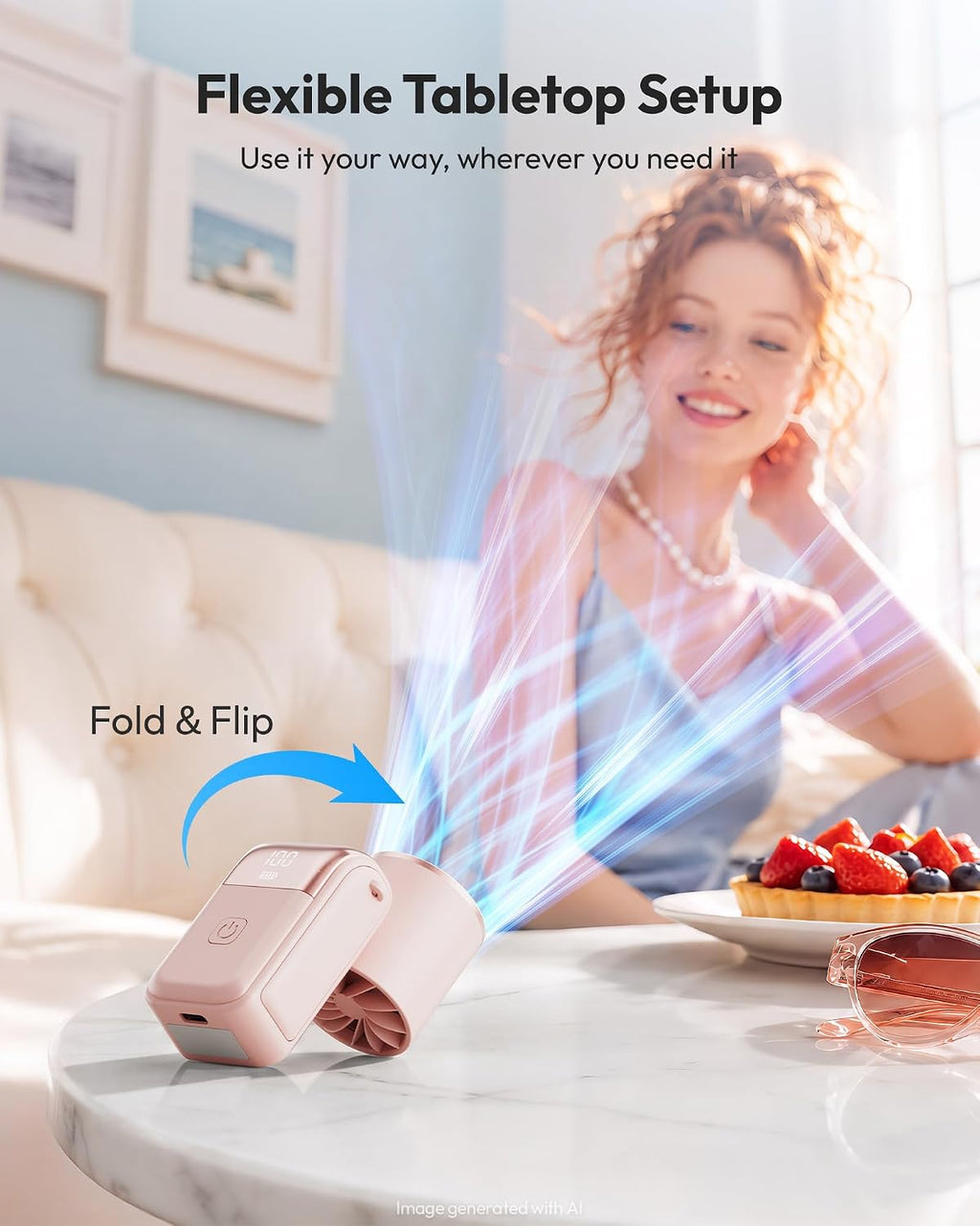 Gaiatop Portable Mini Fan Handheld, 3-in-1 Foldable Pocket Fan, Up to 15H