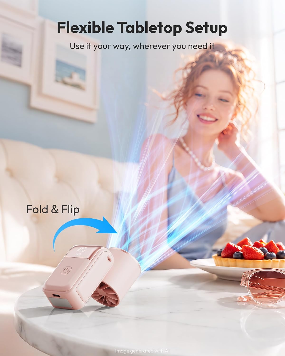 Gaiatop Portable Mini Fan Handheld, 3-in-1 Foldable Pocket Fan, Up to 15H