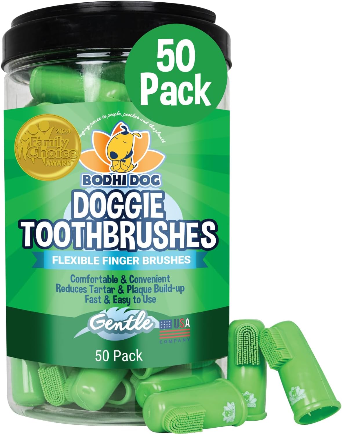 Bodhi Dog Finger Toothbrush for Dogs & Cats - Puppy Toothbrush with Soft Flexible Silicone Bristles, Gentle for Sensitive Gums, Promotes Healthy Teeth & Gums, Easy Teeth Cleaning Tool (50 Count)