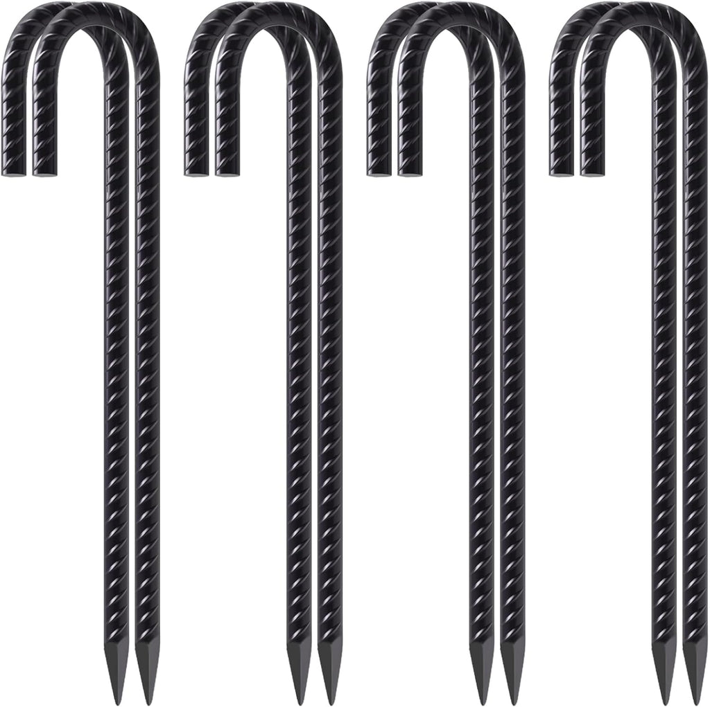 VVOKGO Rebar Stakes 12 Inch J Hook Heavy Duty Tent Stakes for Wire Fencing