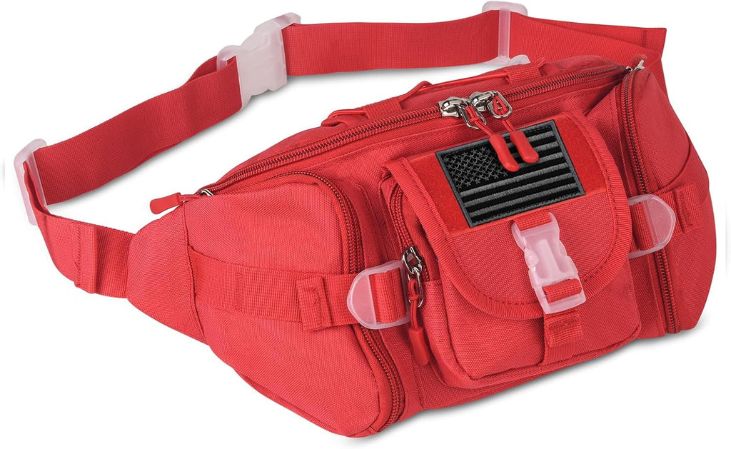 ArcEnCiel Tactical Fanny Pack for Men Women Waist Bag Hip Belt Outdoor Hiking Fishing Bumbag with Patch (Green)