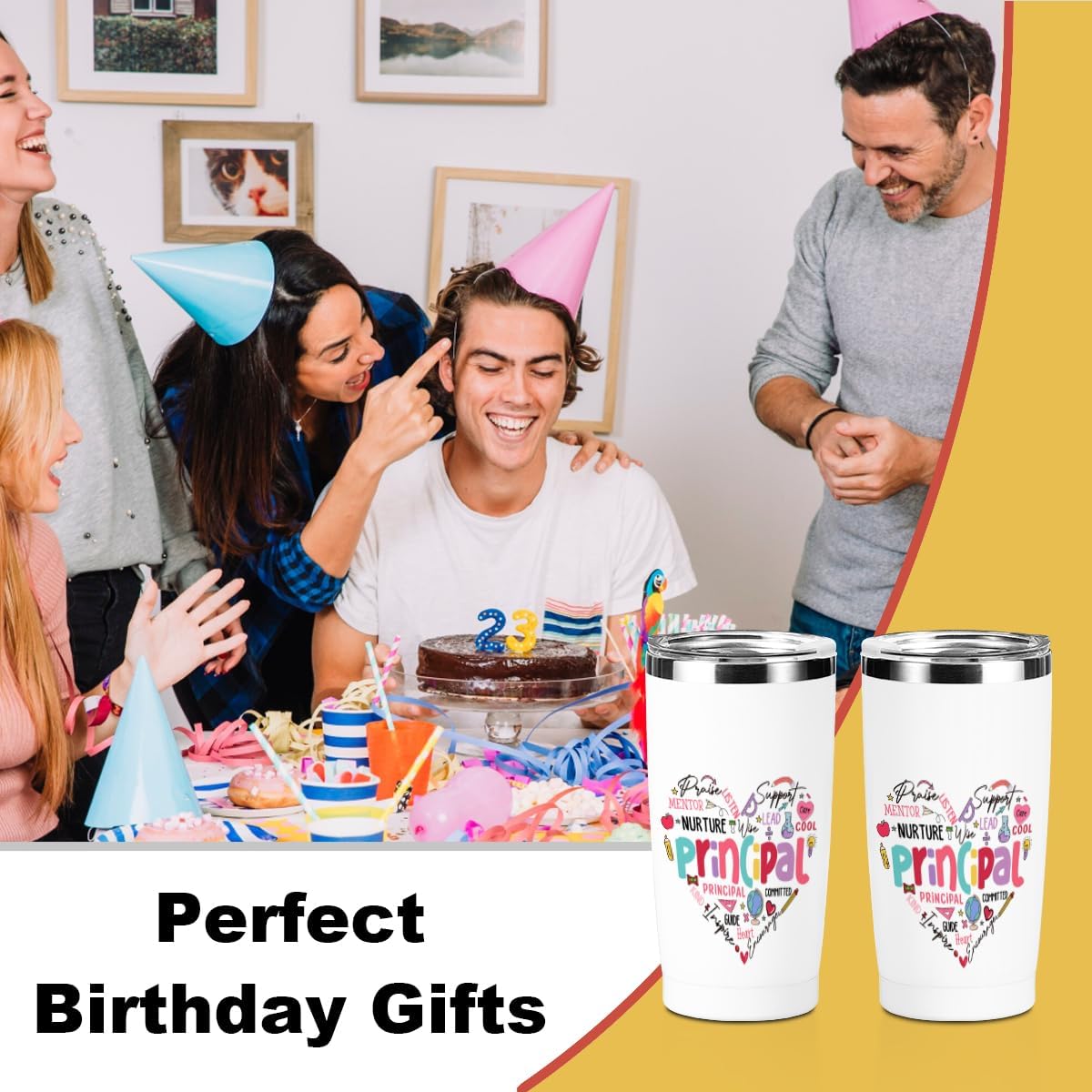 Principal Gifts Principal Appreciation Gifts Tumbler, 20 oz Stainless Steel Coffee Mug，Insulated Cup, Inspirational Birthday Christmas Thank You Office for Women Men Boss Coworker Teacher