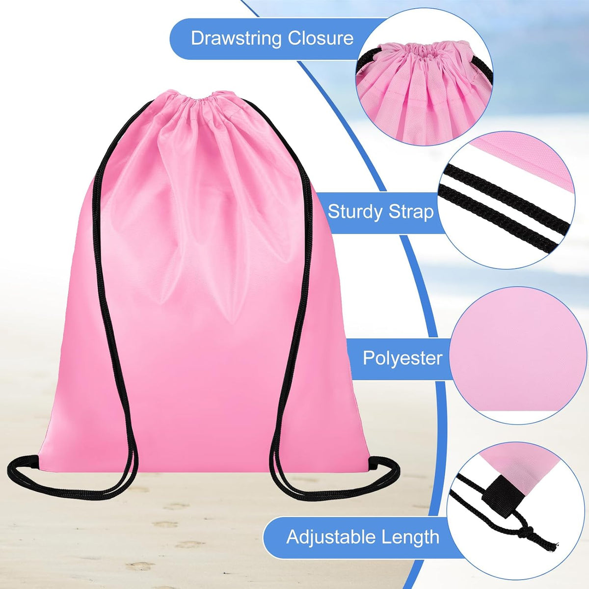 Dntorx 48 Pack Drawstring Backpacks, Waterproof Nylon Cinch Bags, 12 Colors
