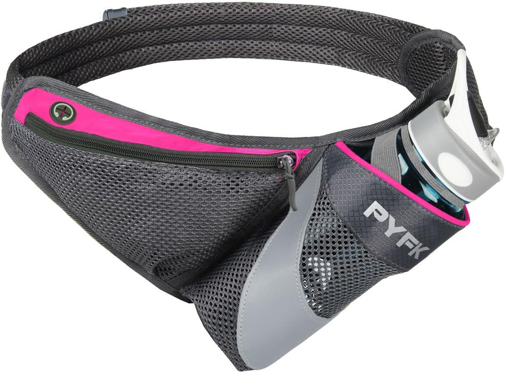 PYFK Running Belt Hydration Waist Pack with Water Bottle Holder for Men Women Waist Pouch Fanny Bag Reflective