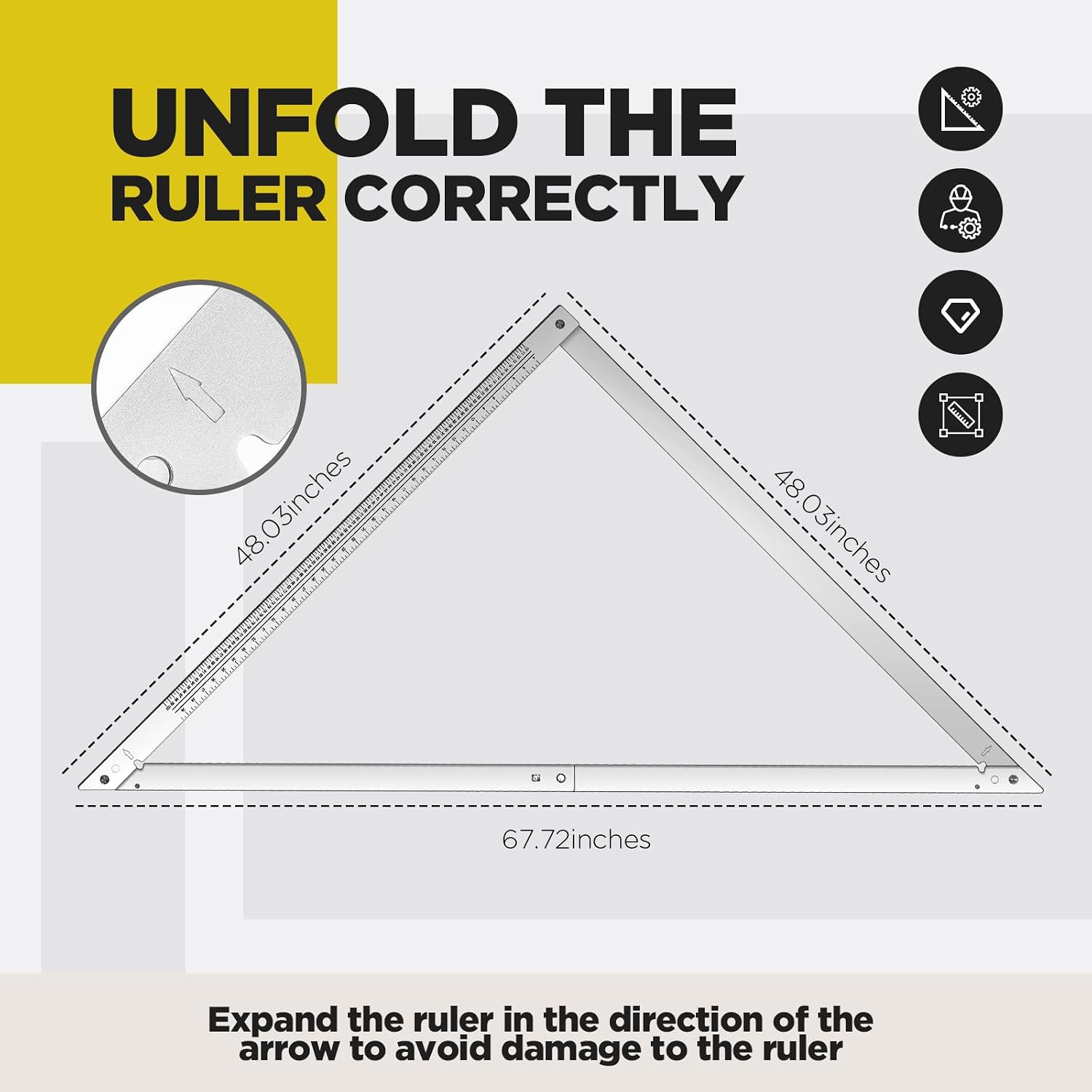 Relaxweex 48 Inch Folding Triangle Ruler Aluminum Framing Square