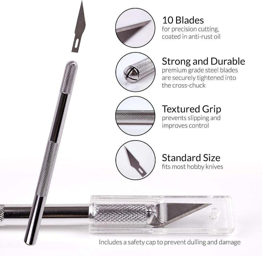 WA Portman Self-Healing Cutting Mat with Hobby Knife, 12'' Metal Ruler Set