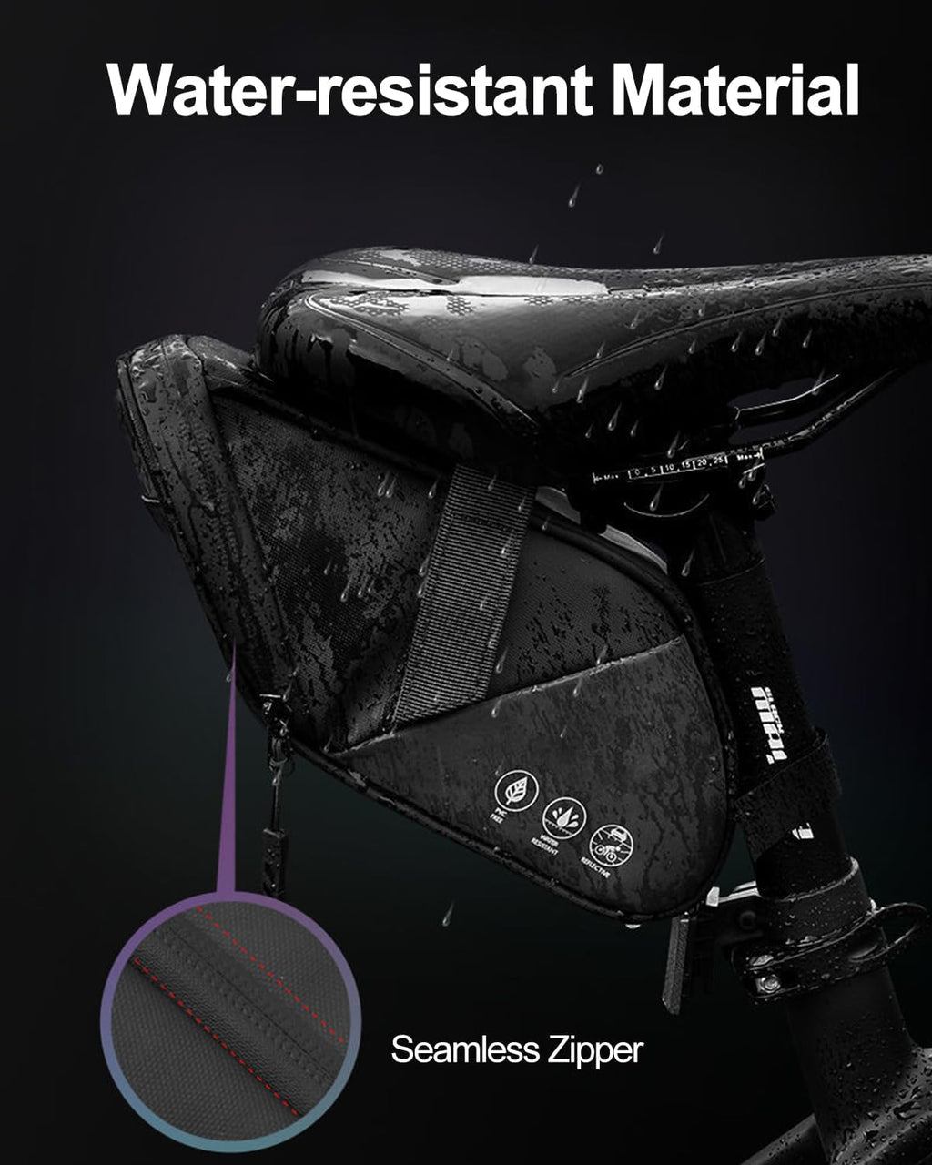 Bike Seat Bag, Water Resistant Bicycle Saddle Bag Under Seat, Cycling Seat Pack for Mountain Road Bikes and Commuter, 1L