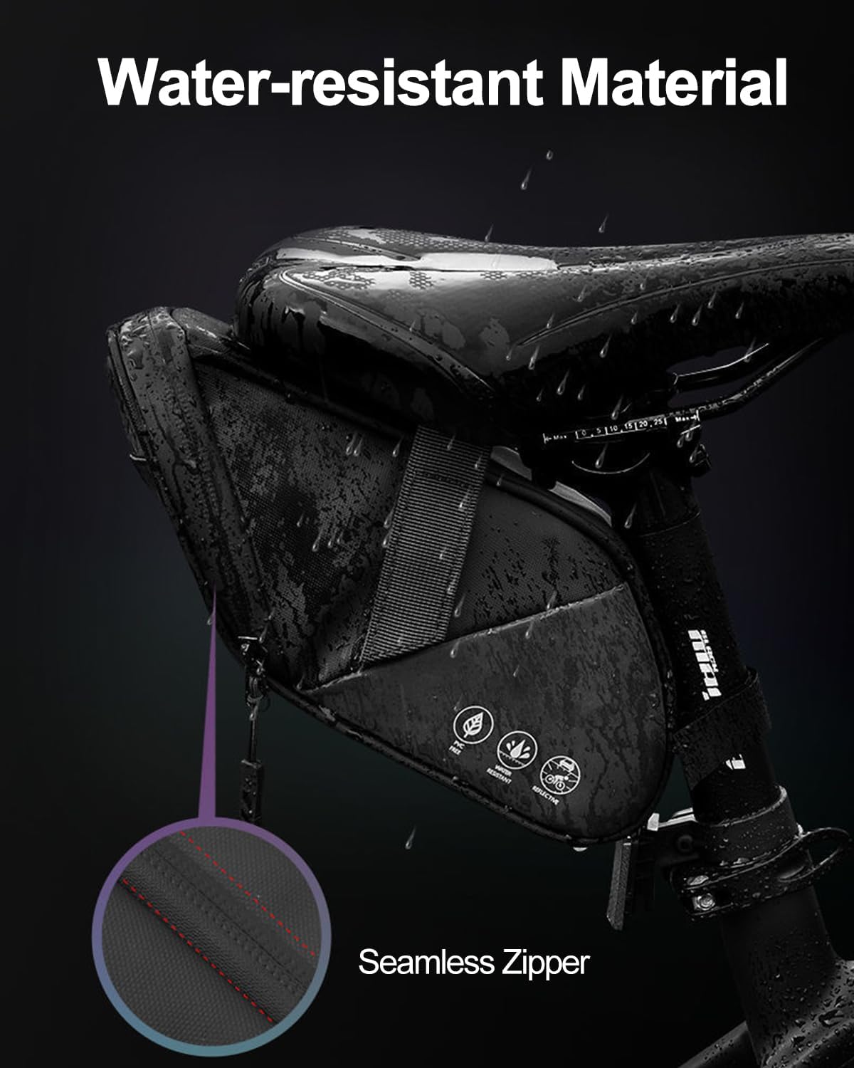 Bike Seat Bag, Water Resistant Bicycle Saddle Bag Under Seat, Cycling Seat Pack for Mountain Road Bikes and Commuter, 1L