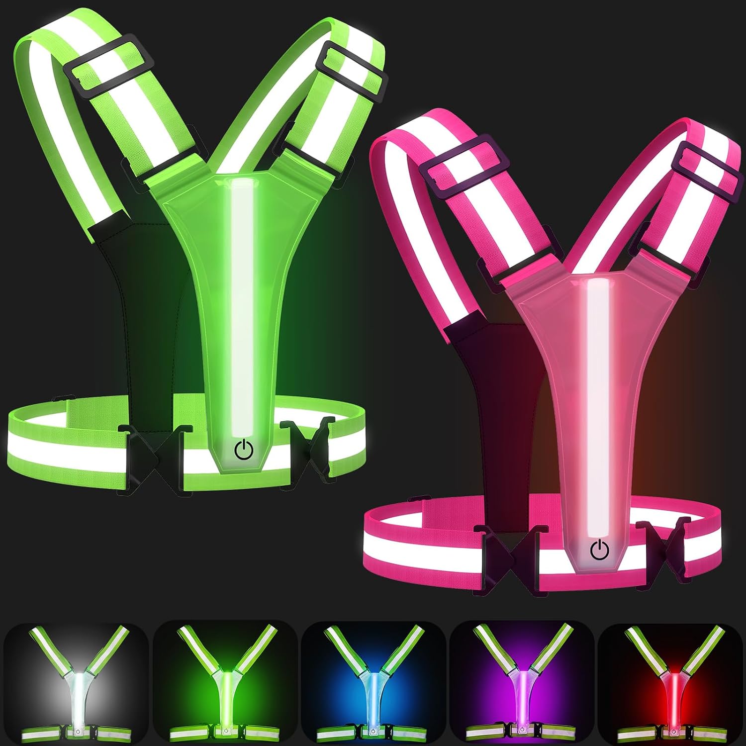 LED Reflective Vest Running Gear 5 Colors Light Up Reflective Running Vest