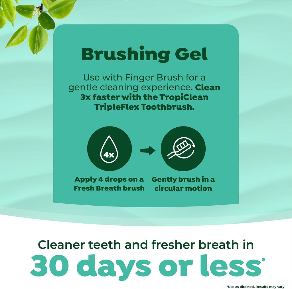 TropiClean Fresh Breath Dog Oral Care Kit | Complete Toothbrush and Toothpaste Set for Plaque & Tartar Control | Tooth Brushing Kit for Large Animals