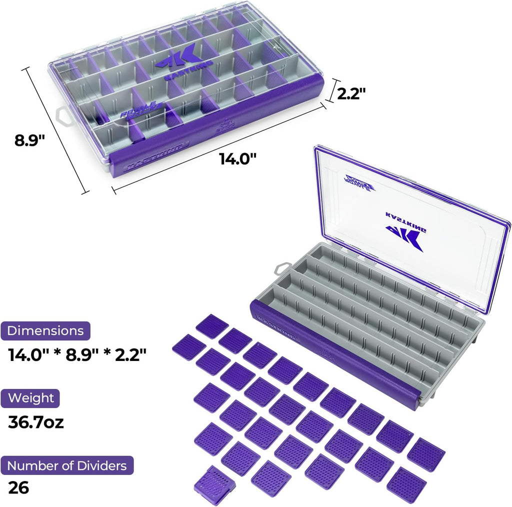 KastKing HyperSeal Waterproof Tackle Box, 3700 2 Packs, Purple