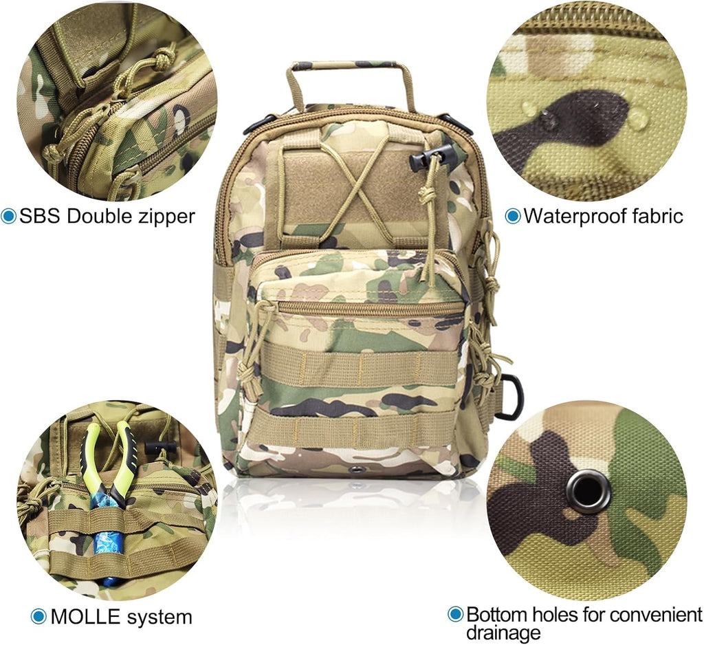 Waterproof Fishing Backpack with 2 Tackle Boxes, 2-Way Carry Design & Durable Material,Black, Khaki, Camo (Camouflage with Two Tackle Boxes)