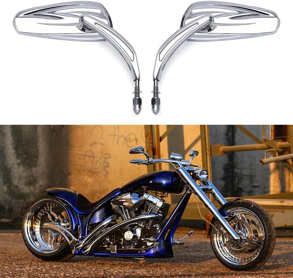 DREAMIZER Sportster Mirrors Compatible with Harley Road King Street Electra Glide Dyna Softail Road Glide Motorcycle Rearview 1982-2026 (Chrome Irregular)