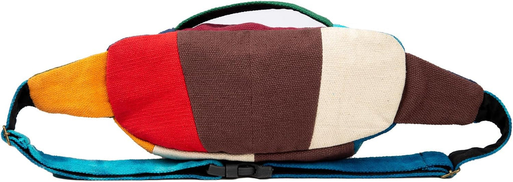 Freakmandu Eco-Friendly Boho Hippie Style Hemp Fanny Pack White Hip Waist Bag for Hiking Running Jogging