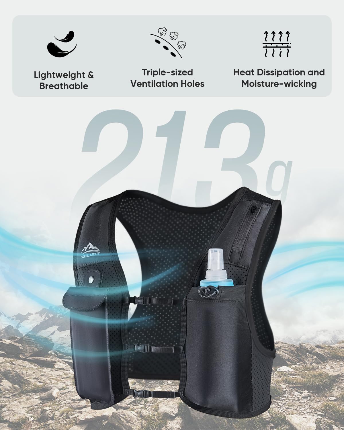 Zelvot Running Vest for Women Men, Touchscreen Phone Pocket