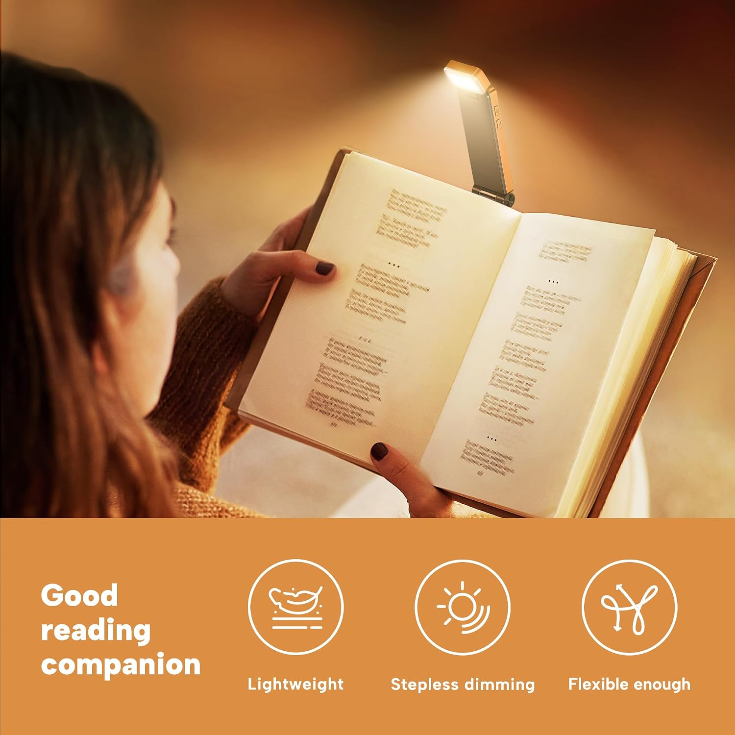 86lux Book Light, Rechargeable Reading Lights for Books in Bed