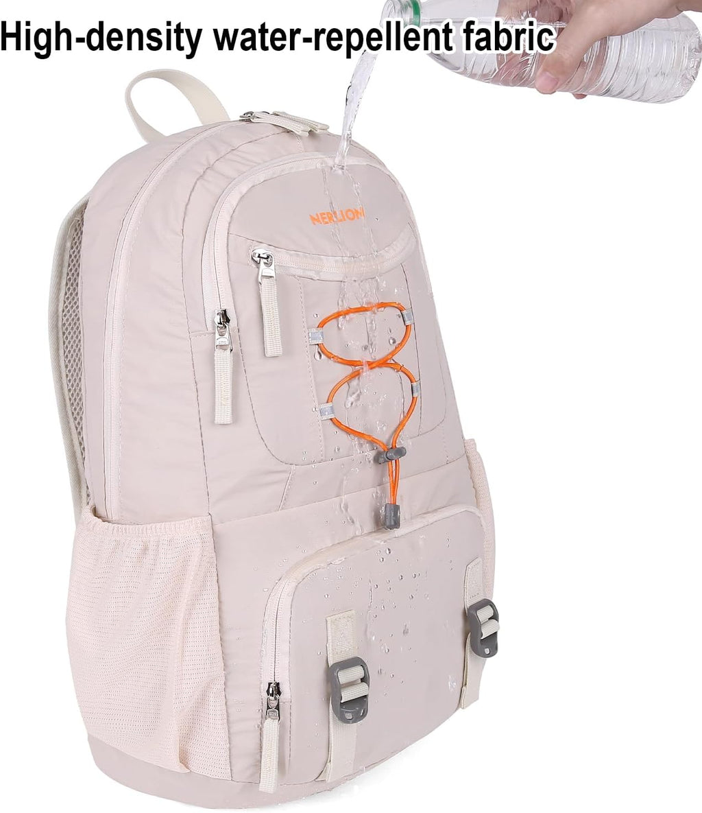 Nerlion 35L Hiking Backpack Travel Backpack for Men Women Camping Waterproof Outdoor Hiking Daypack Lightweight Backpack Beige Orange