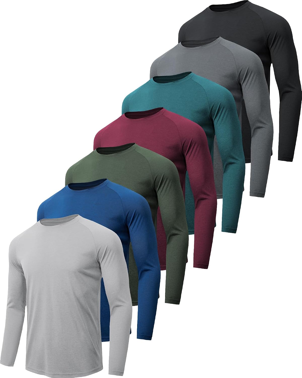 MLYENX 7 Pack Long Sleeve Shirts for Men Sun Protection Quick Dry