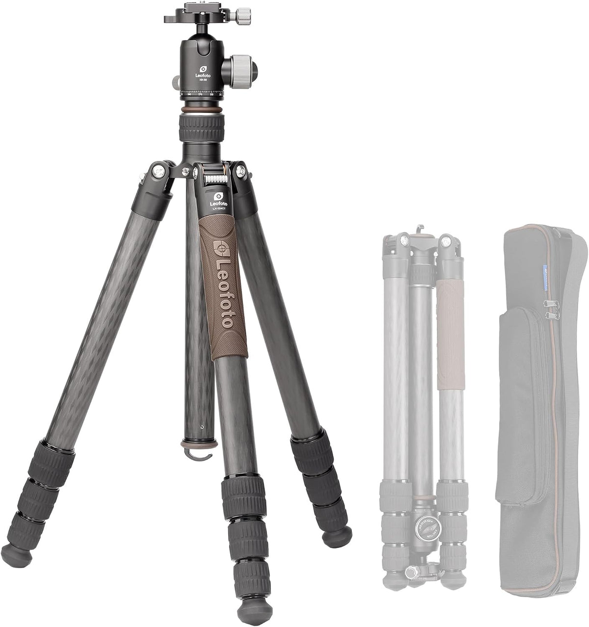 LEOFOTO 71" Travel Tripod Carbon Fiber for Camera, Compact Lightweight Tripod with 360°Panorama Ball Head,QR Plate, Removable Center Column, Load up to 15kg/33lbs