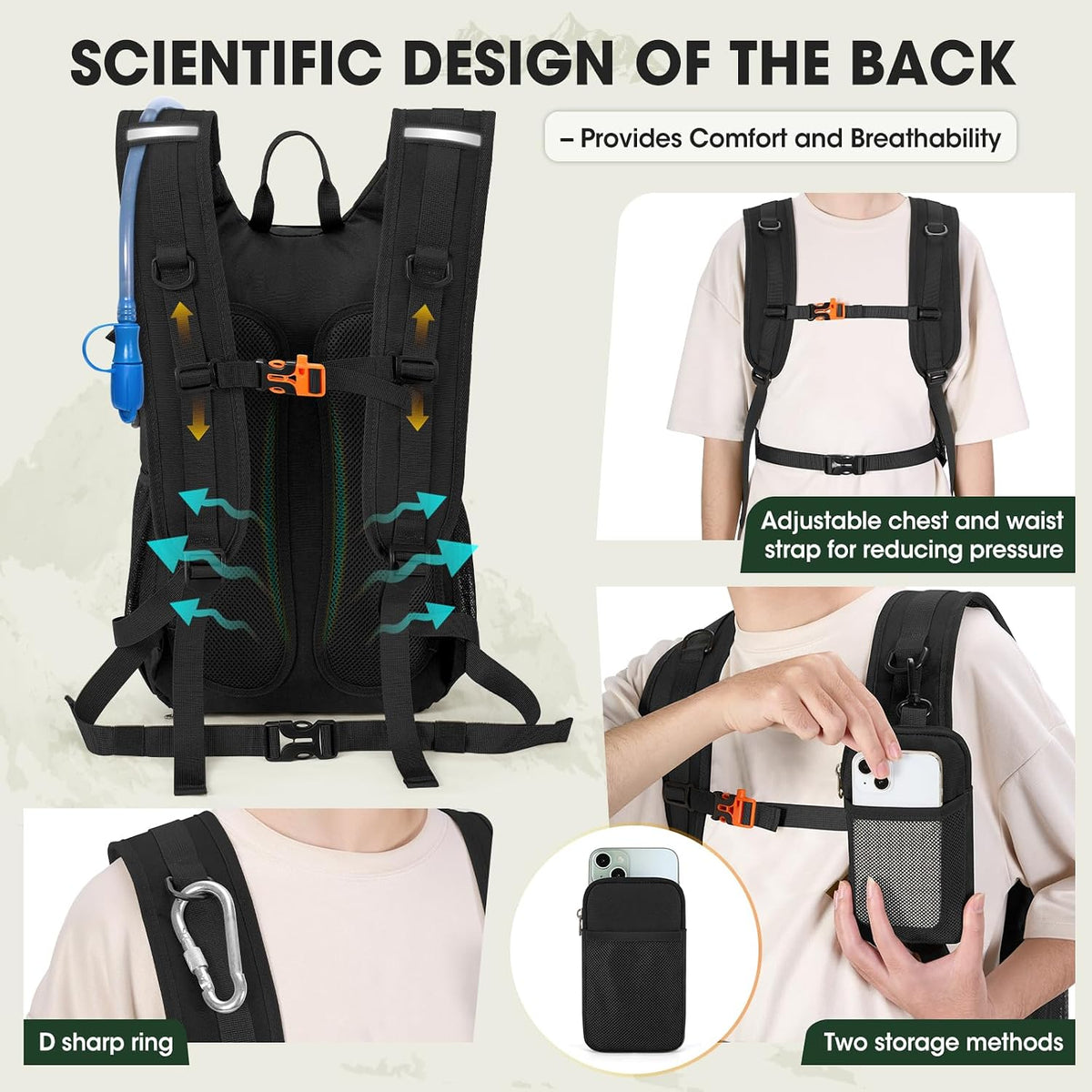 RAINSMORE Tactical Hydration Backpack 18L with 2L Water Bladder - Insulated Military Daypack for Hiking, Rucking, Commuting - Waterproof MOLLE Pack for Men Women Cycling Camping Running