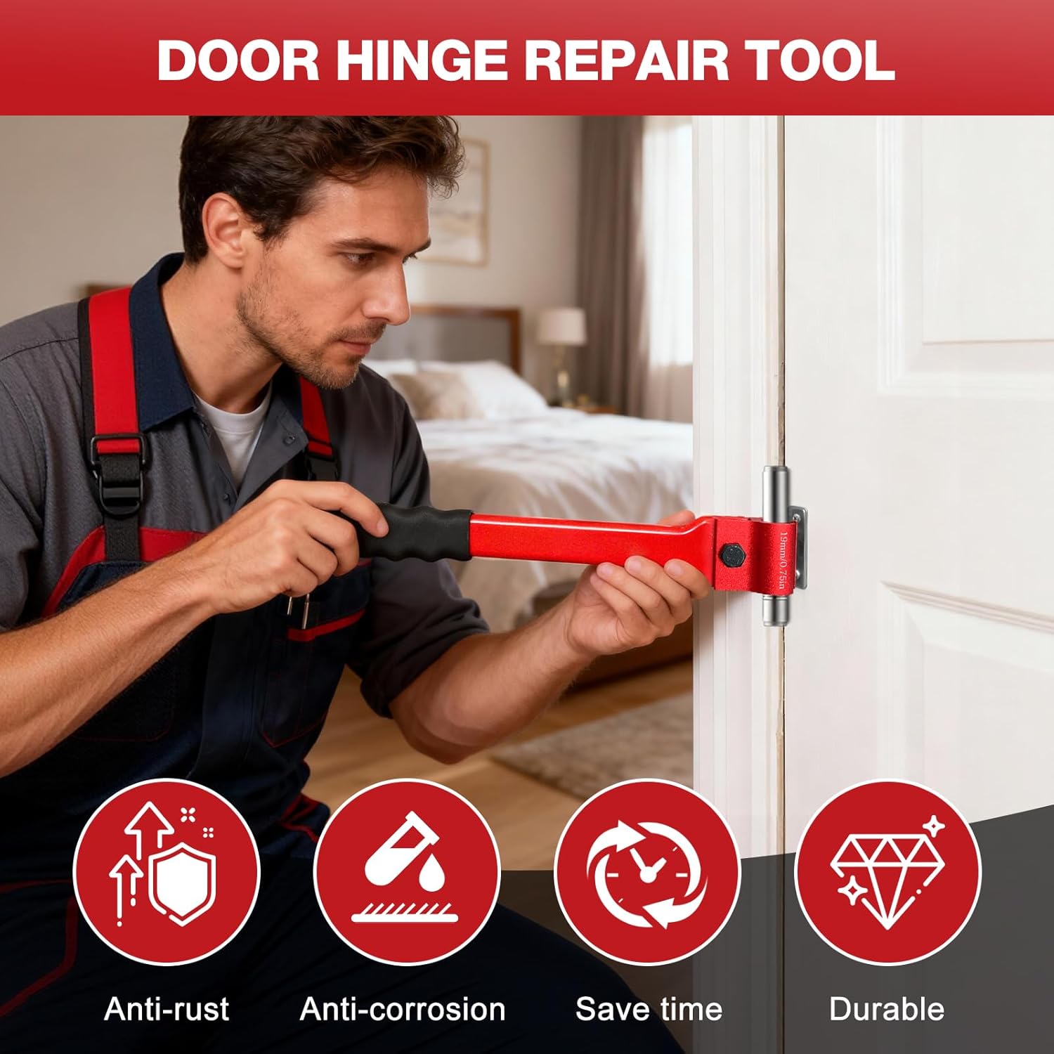 Vdsfand Door Hinge Adjustment Tool Multi-Size Hinge Gap Adjusting Wrench Kit Heavy Duty Door Hinge Repair Tool for Residential and Commercial Use
