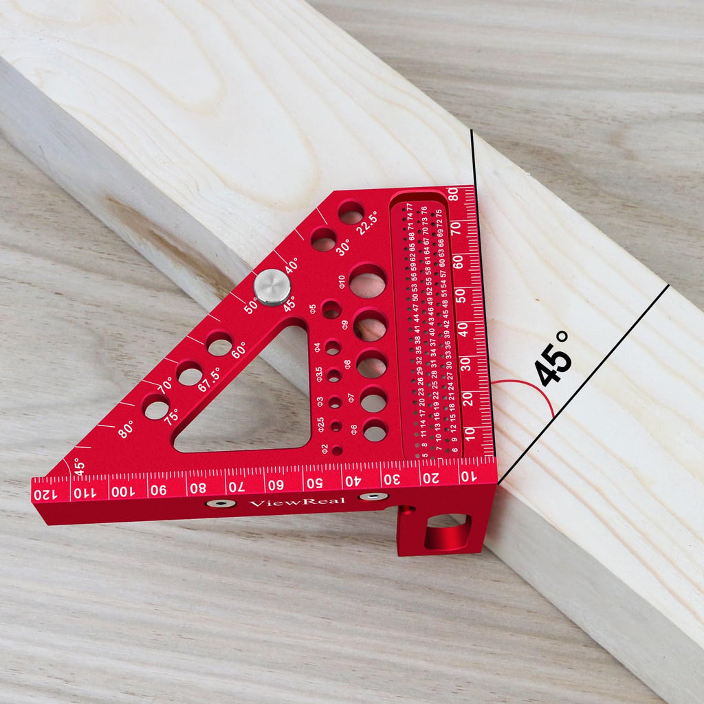 Metric Versatile Carpenter Square Scribing Ruler, 3D Multi-Angle Measuring Tool with Angle Pin Aluminum Alloy 22.5-90 Degree, CM Scale for Woodworking, Engineering, Construction