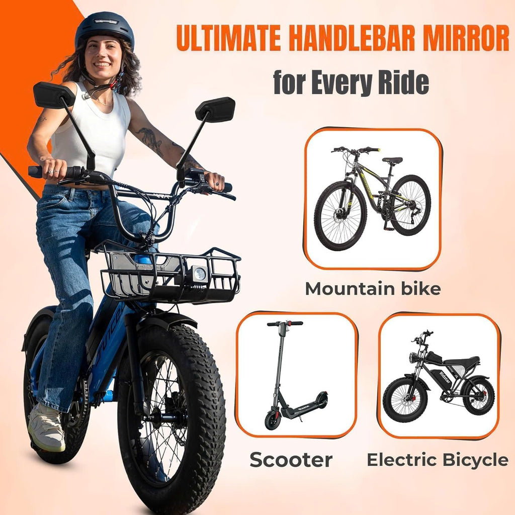 Xnito Handlebar Bike Mirror 1-Pcs, Large HD Field Of Vision, Aluminum Alloy Bike Mirror Handlebar Mount, Adjustable and Rotatable, Anti-shake Bicycle Rear View Mirror, Ebike accessories (Right)