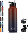HASLE OUTFITTERS 40oz Stainless Steel Water Bottle, Vacuum Insulated Double Walled Leak Proof Sports Water Bottle with 2 Lids (Straw and Spout Lid) Thermo Mug Keep Cold and Hot(Ruby Purple Gradient,1)
