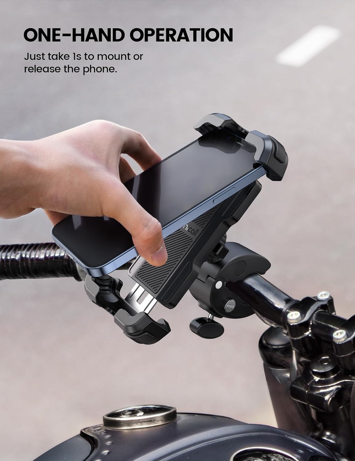 Lamicall Motorcycle Bike Phone Holder with Upgrade Quick Install Bar Clip