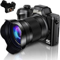 4K Digital Camera for Photography, 56MP Autofocus Vlogging Camera for YouTube Travel, 3" 180°Flip Screen & Lens Hood 16X Zoom, 32GB SD Card for Teens & Beginners