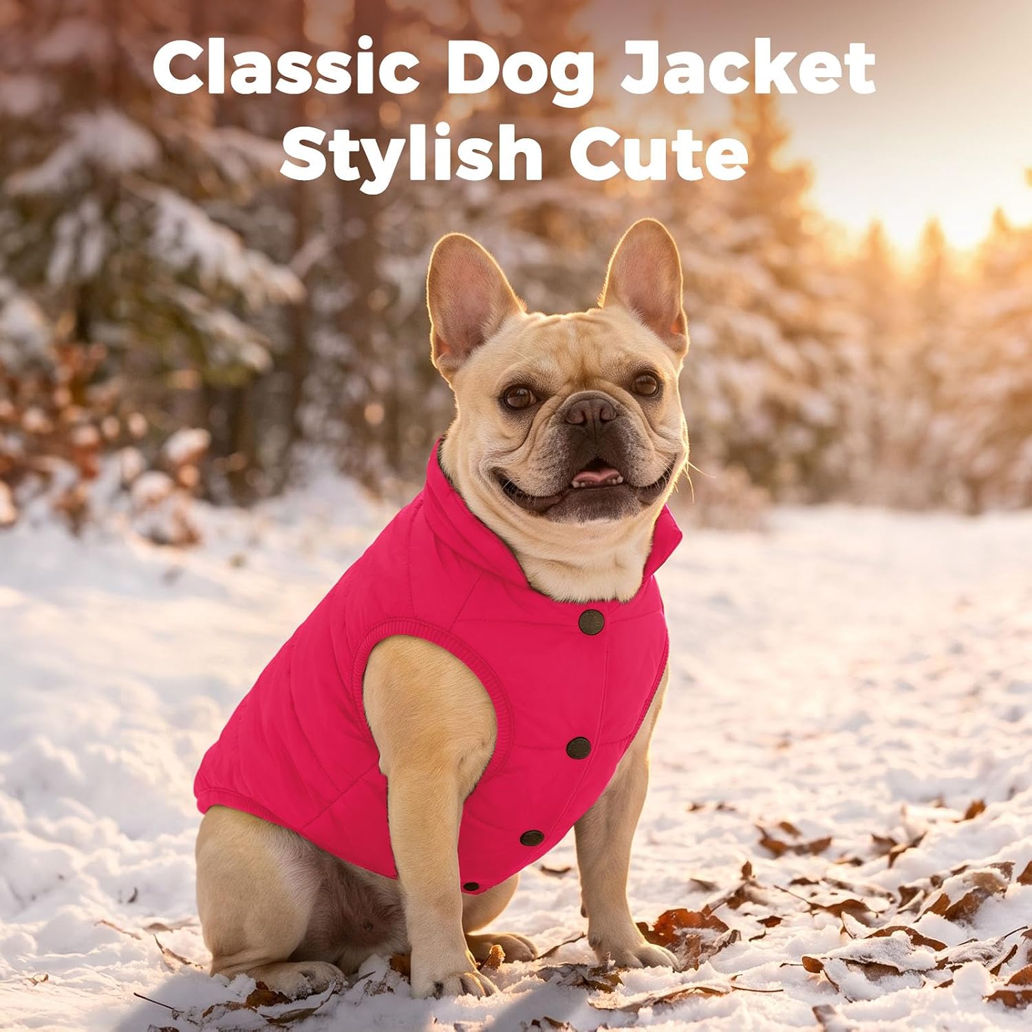 JoyDaog Fleece Lined Dog Jacket for Small Dogs,Winter Dog Coat,Pink M
